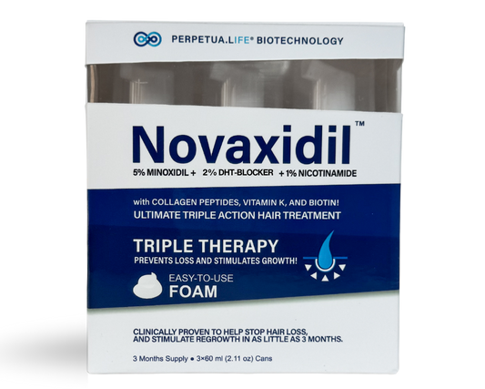 Novaxidil Triple Therapy Hair Regrowth Foam with Minoxidil, DHT-Blocker and Nicotinamide